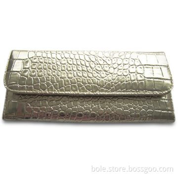 Women's Wallet in Imitation Crocodile Leather, Zipper Coin Pocket and Credit Card Holder at Inside